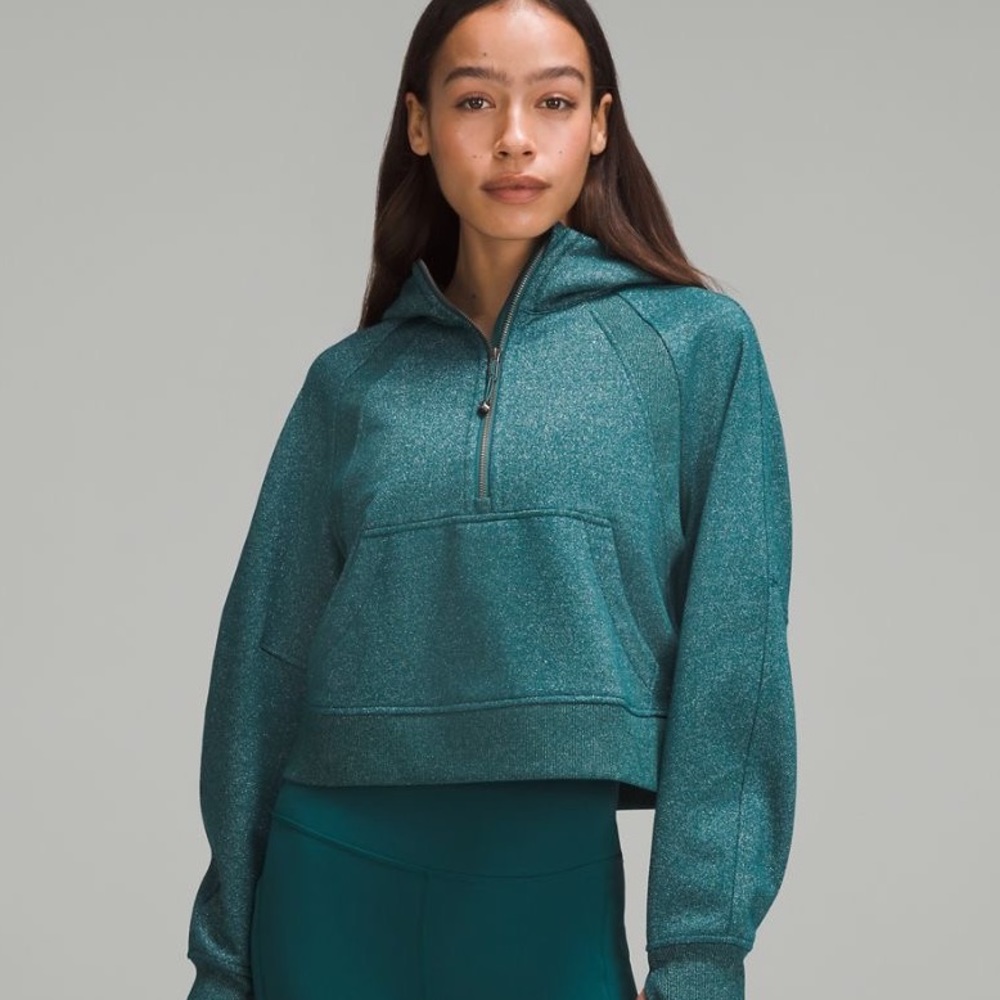 NWT Lululemon Sparkly Green Half-Zip Scuba Hoodie in Spark Special Edition XS/S - Picture 1 of 8